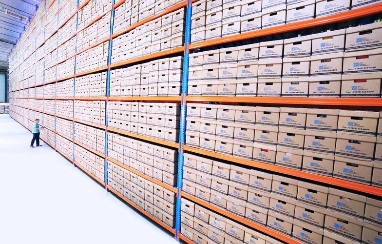 A warehouse employee performing inventory checks