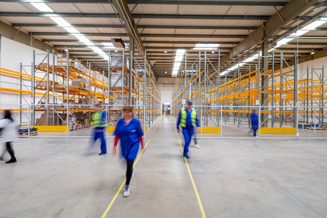 Employees working in a warehouse.