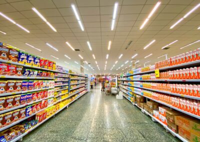 A large retail store with a cereal aisle