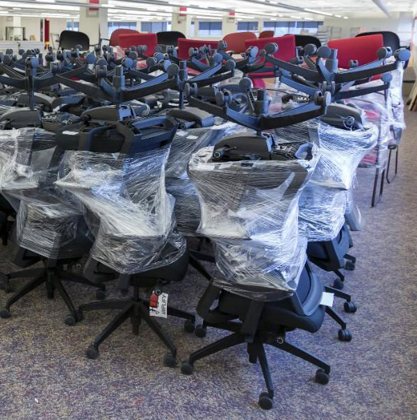 Several chairs put out for e-disposal services. 