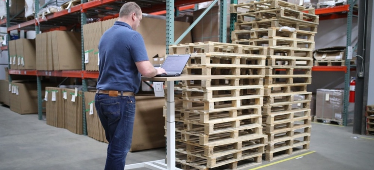 A man in the storage warehouse