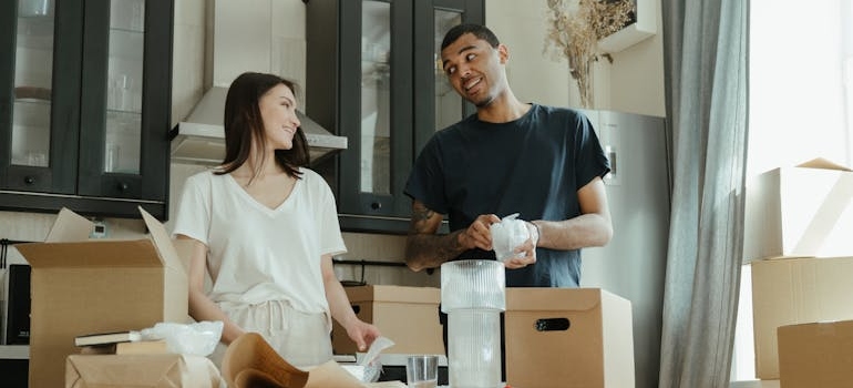 Couple packing boxes.