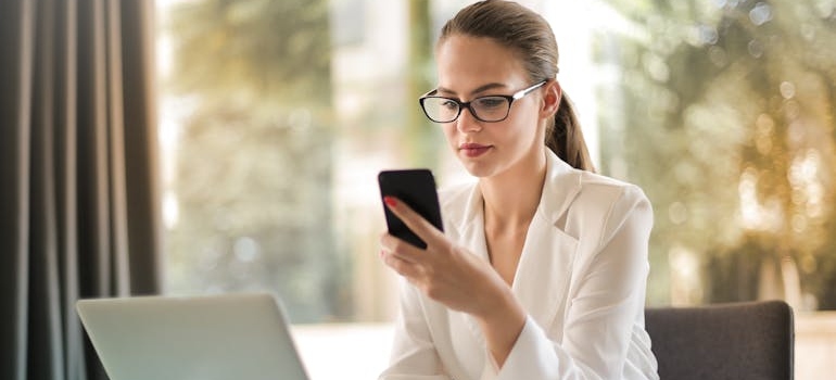 Woman looking at her phone.