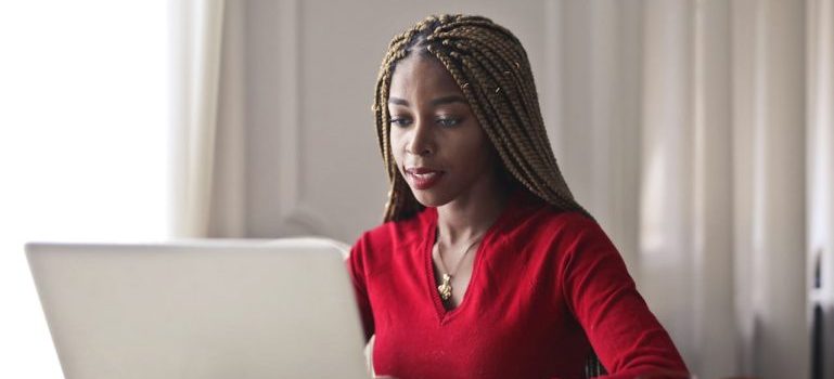 woman using her laptop