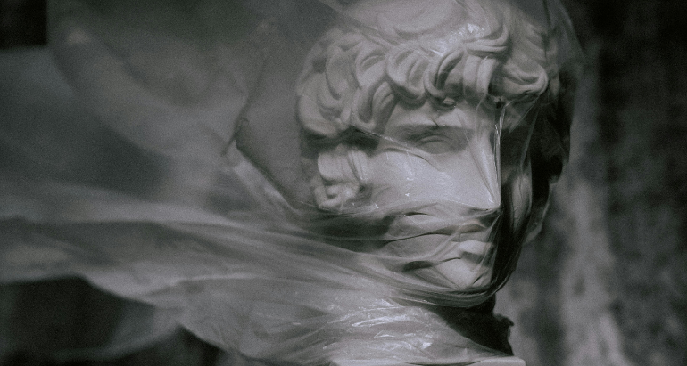 sculpture in plastic wrap