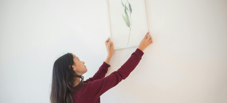 hanging up artwork 