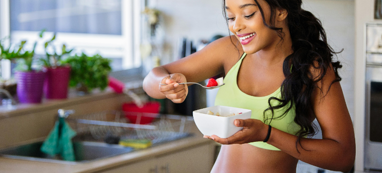 a woman eating healthy 