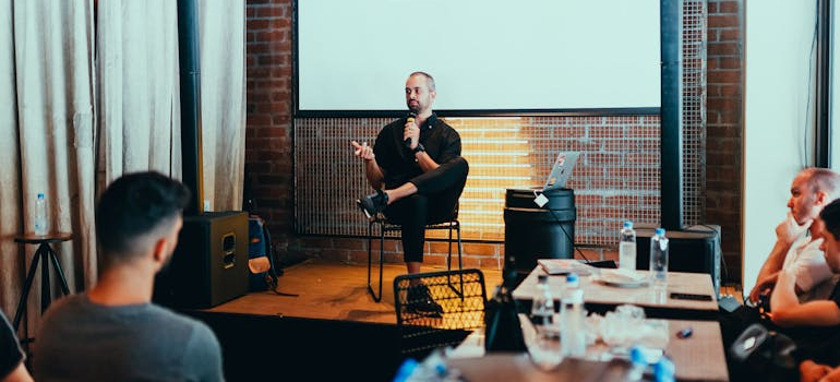 people attending a business event