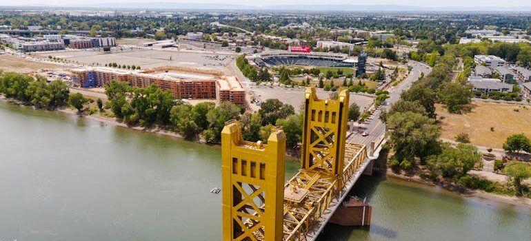 Drone Shot of a Bridge Over a River