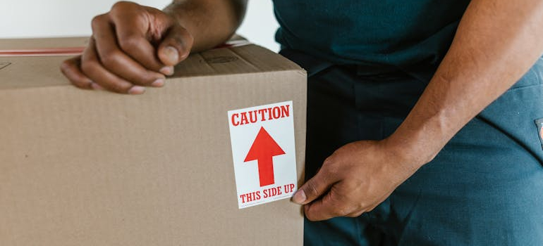 a professional setting up a box when Moving Abroad from California