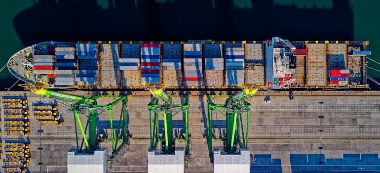 Aerial View of Cargo Ship