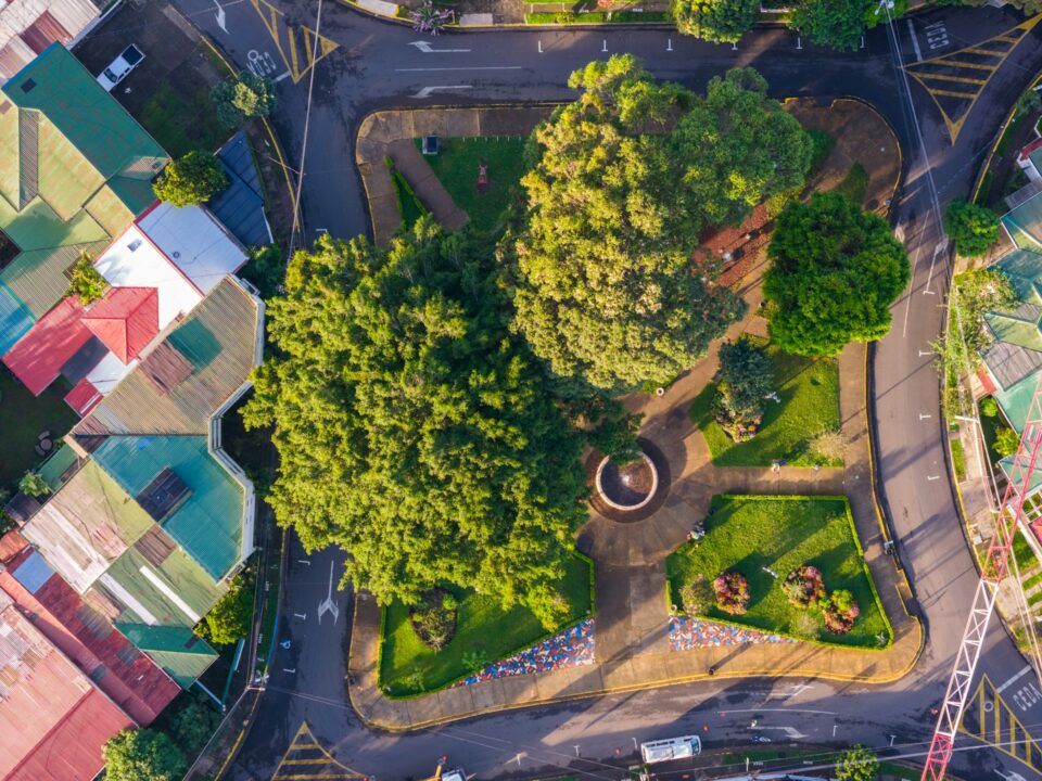 aerial view of a street
