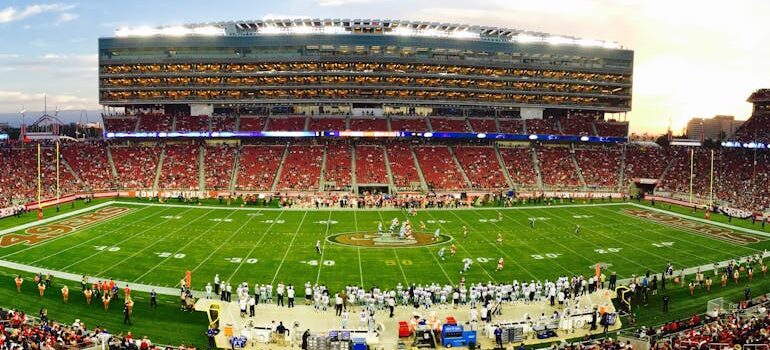 Stadium Field Full With Crowd