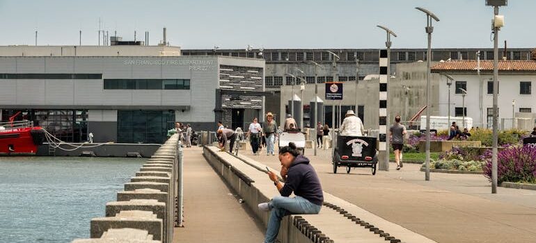 San Francisco Pier 22 Walkway with People Outdoors